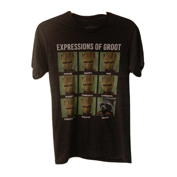Guardians of the Galaxy Vol 2 Expressions of Groot T-Shirt, Dark Gray, Size S - Picture 3 of 6
